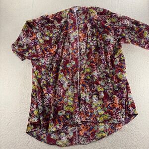 LuLaRoe Kimono Women L Multicolor Floral Open Front High Low Wrap Boho Chic
